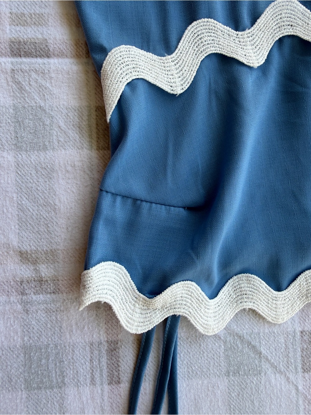 Rare handmade coastal cowgirl Maxi Dress with White ric-rac Scallop Trim - Picture 5 of 12